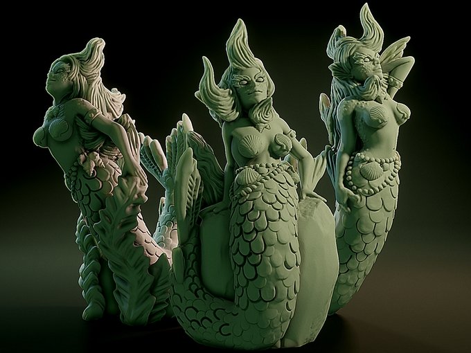 Mermaid, Resin miniatures 11:56 (28mm / 34mm) scale - Ravenous Miniatures