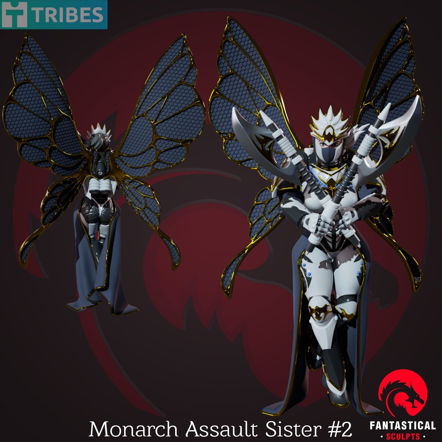 Monarch Assault Sisters, Unpainted Resin Miniature Models. - Ravenous Miniatures