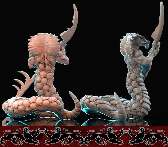 Naga, Resin miniatures 11:56 (28mm / 32mm) scale - Ravenous Miniatures