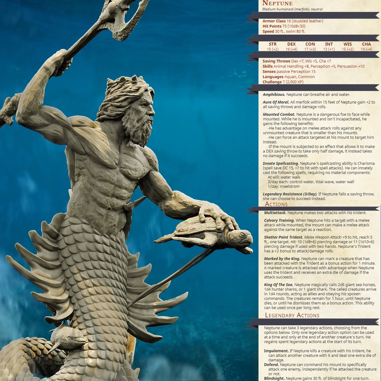 Neptune, Resin miniatures 11:56 (28mm / 34mm) scale - Ravenous Miniatures