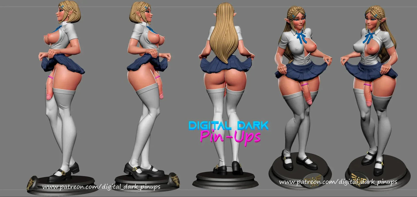 NSFW Futa Princess Elf girl, Pin-up Miniatures by Digital Dark - Ravenous Miniatures
