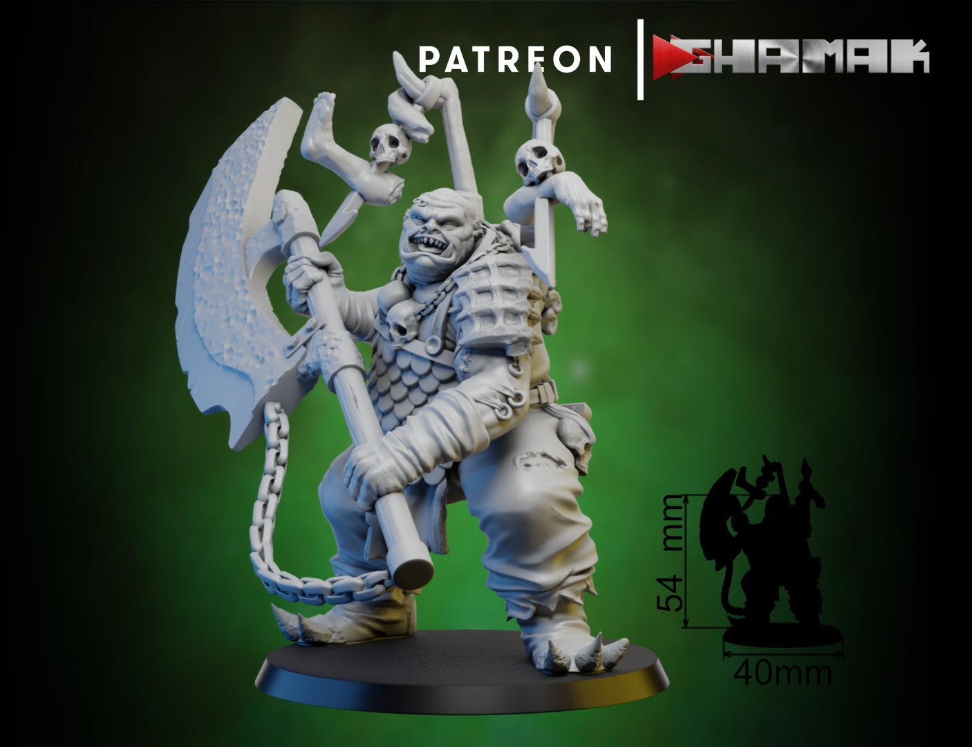 Ogre Butcher, Resin miniatures 11:56 (28mm / 32mm) scale - Ravenous Miniatures