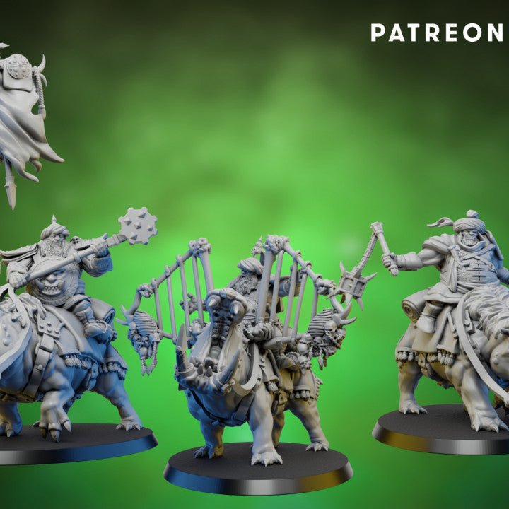 Ogre Hyppo riders, Resin miniatures 11:56 (28mm / 32mm) scale - Ravenous Miniatures