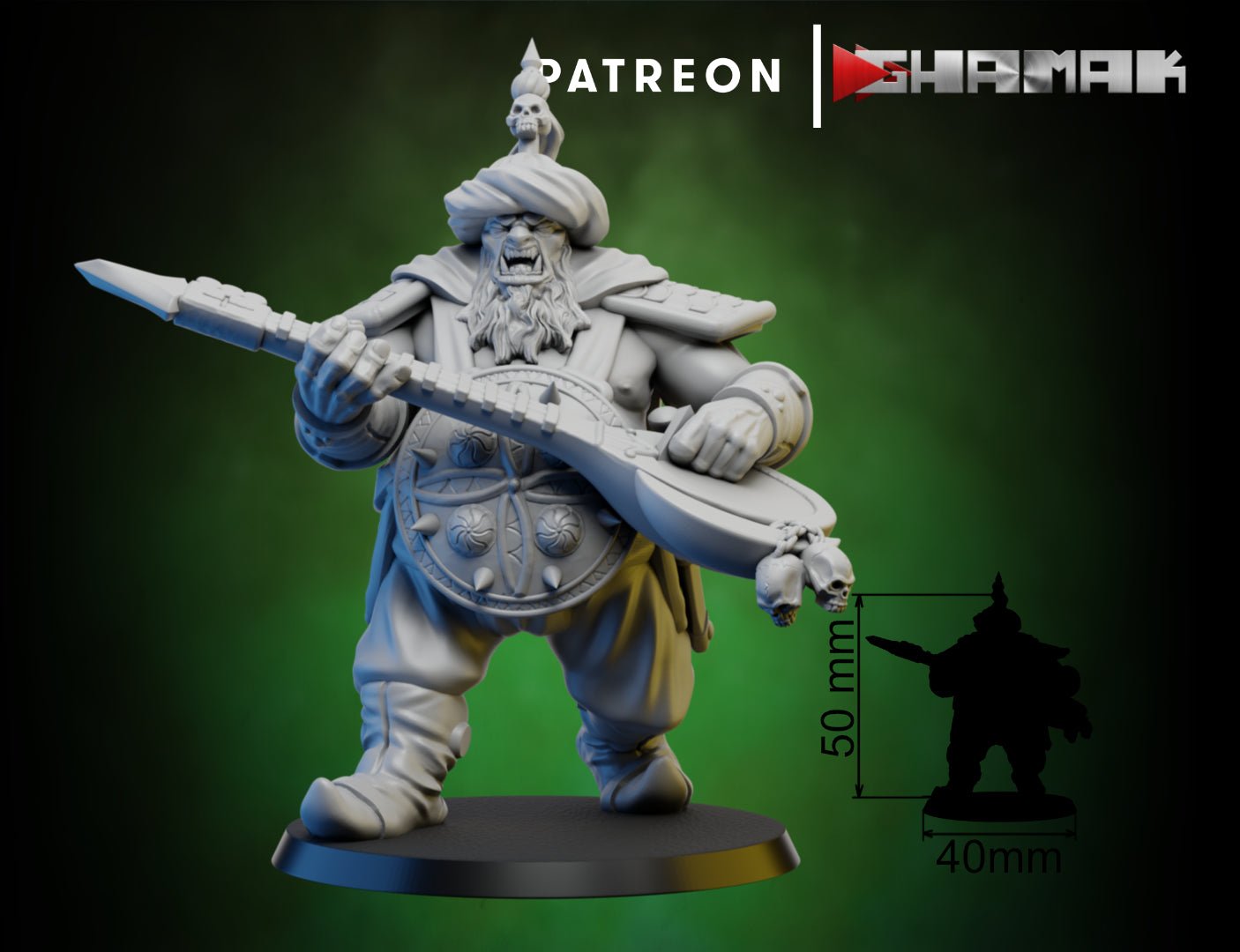 Ogre Musician, Resin miniatures 11:56 (28mm / 32mm) scale - Ravenous Miniatures