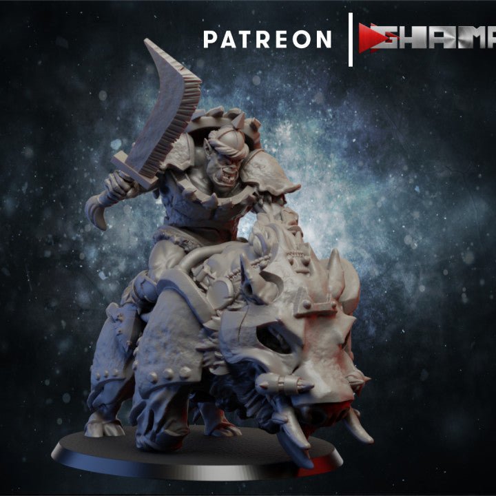 Ork Boar riders, Resin miniatures 11:56 (28mm / 32mm) scale - Ravenous Miniatures