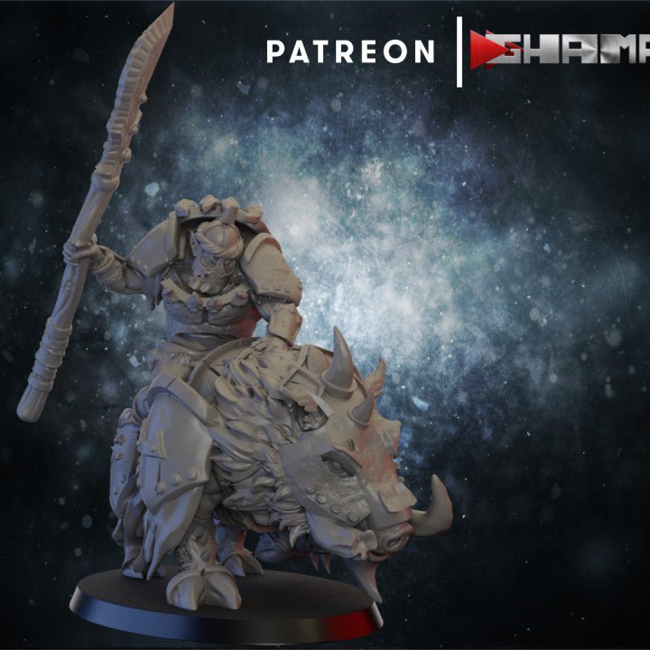 Ork Boar riders, Resin miniatures 11:56 (28mm / 32mm) scale - Ravenous Miniatures