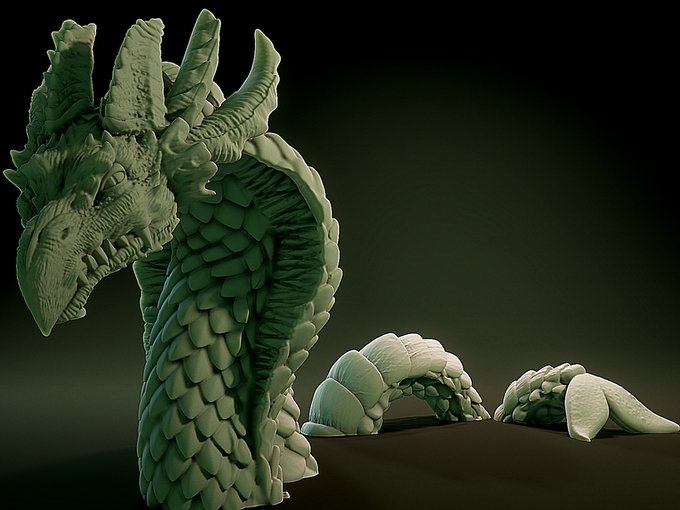 SeaSerpent, Resin miniatures 11:56 (28mm / 34mm) scale - Ravenous Miniatures