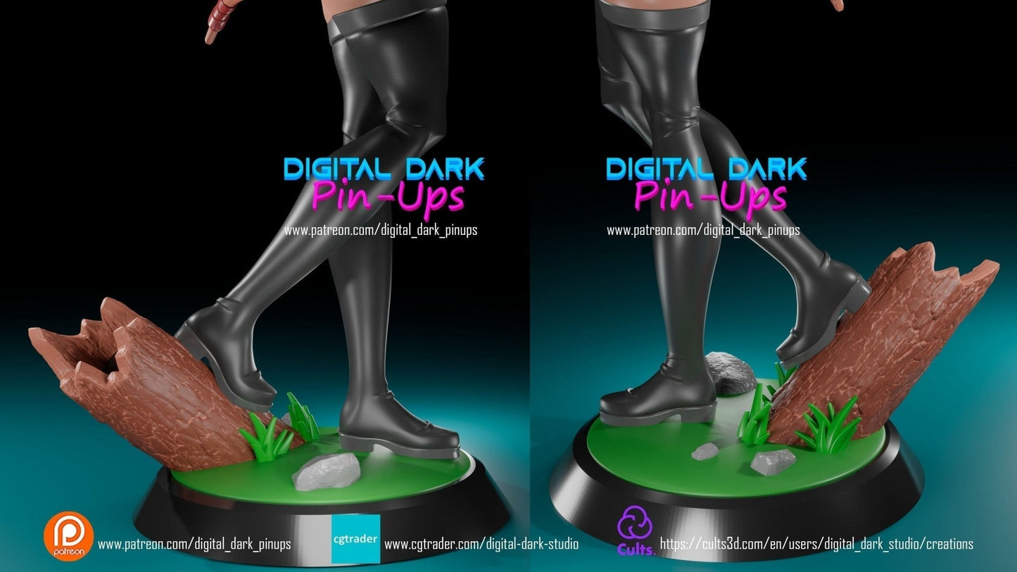 SFW Elf girl archer, Pin-up Miniatures by Digital Dark - Ravenous Miniatures