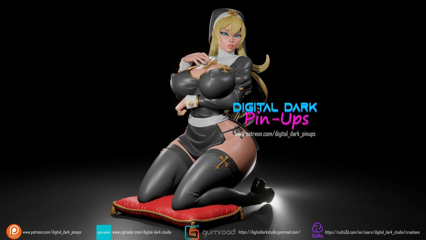 SFW Nun, Pin-up Miniatures by Digital Dark - Ravenous Miniatures