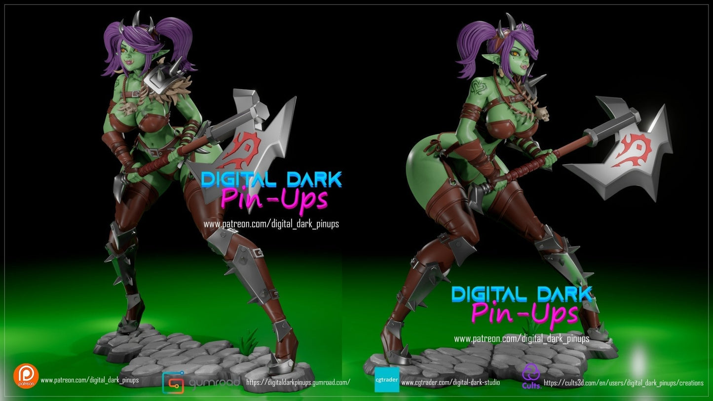 SFW Orc Berserker, Pin-up Miniatures by Digital Dark - Ravenous Miniatures