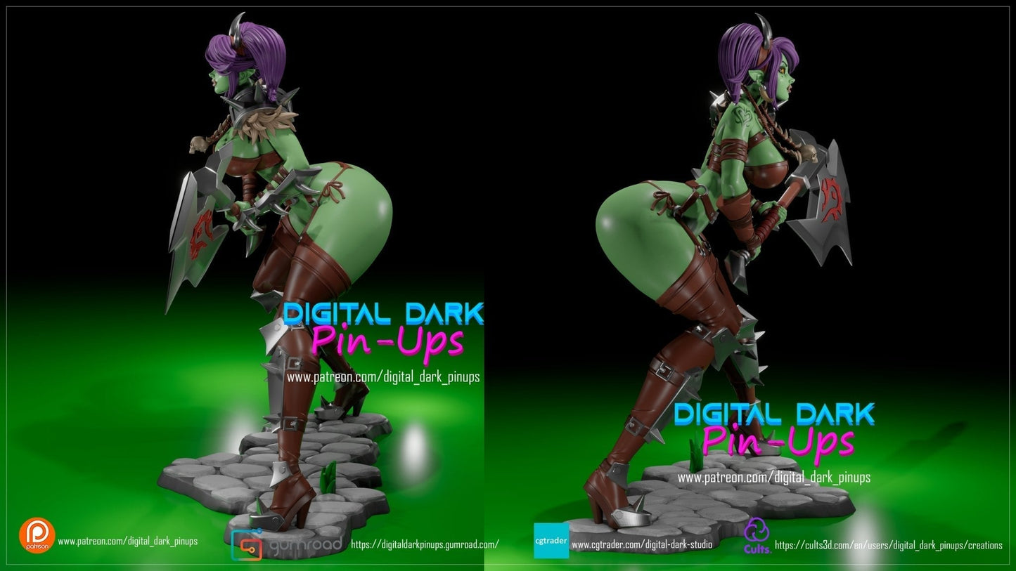 SFW Orc Berserker, Pin-up Miniatures by Digital Dark - Ravenous Miniatures