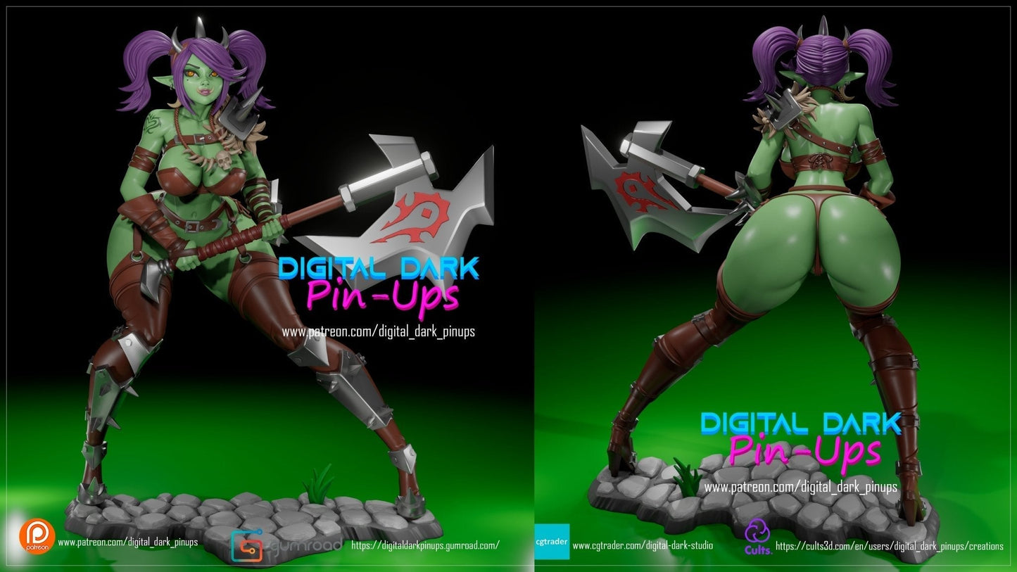 SFW Orc Berserker, Pin-up Miniatures by Digital Dark - Ravenous Miniatures