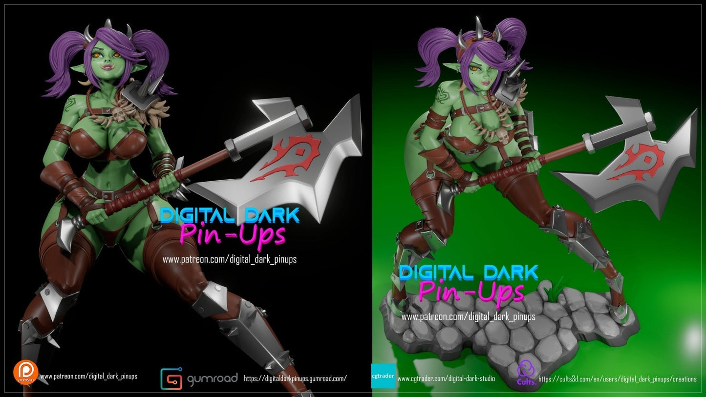 SFW Orc Berserker, Pin-up Miniatures by Digital Dark - Ravenous Miniatures