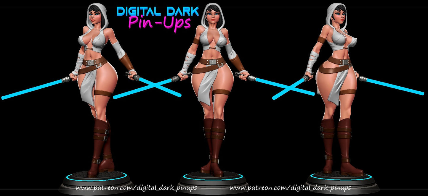 SFW Space samurai girl, Pin-up Miniatures by Digital Dark - Ravenous Miniatures