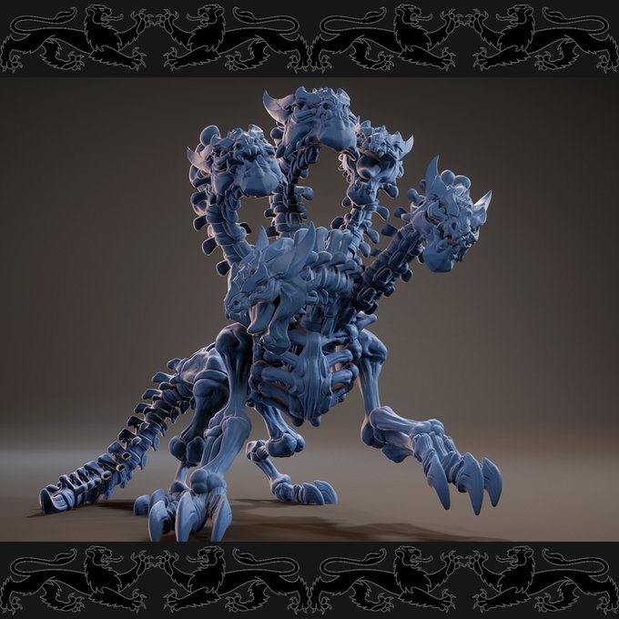 Skeletal Hydra, Resin miniatures 11:56 (28mm / 34mm) scale - Ravenous Miniatures