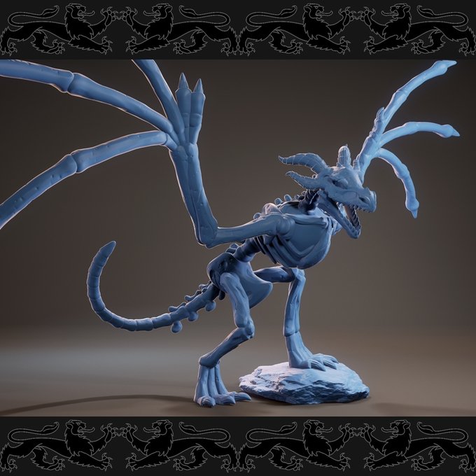 Skeletal Wyvern, Resin miniatures 11:56 (28mm / 32mm) scale - Ravenous Miniatures