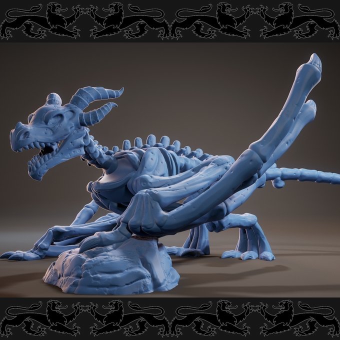 Skeletal Wyvern, Resin miniatures 11:56 (28mm / 32mm) scale - Ravenous Miniatures