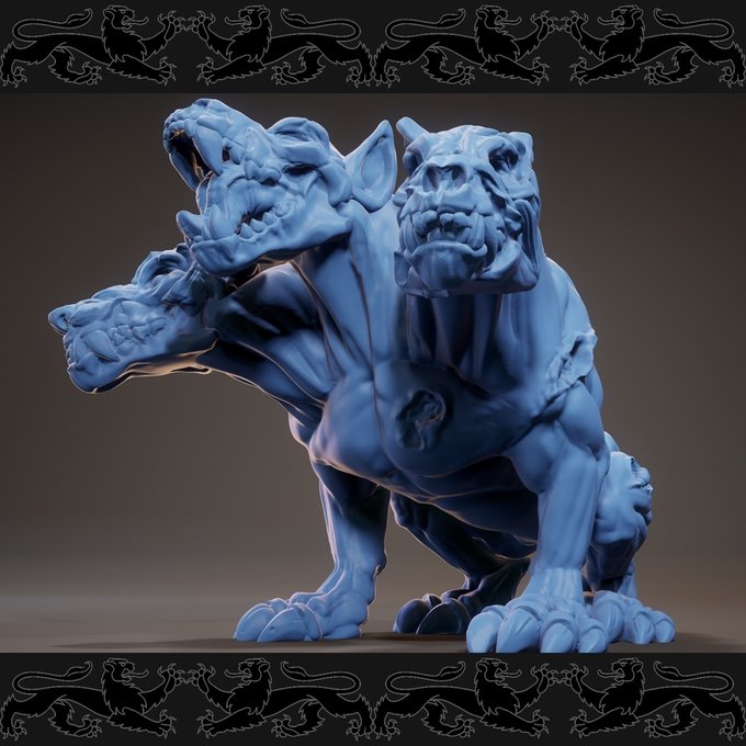 Undead Cerberus, Resin miniatures 11:56 (28mm / 34mm) scale - Ravenous Miniatures