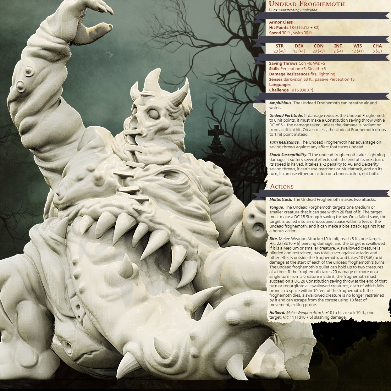 UndeadFroghemoth, Resin miniatures 11:56 (28mm / 34mm) scale - Ravenous Miniatures