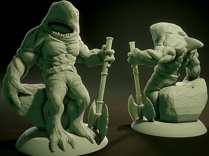 Weresharks Resin miniatures 11:56 (28mm / 34mm) scale - Ravenous Miniatures