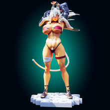 Lade das Bild in den Galerie-Viewer, &quot;Highly detailed 3D-printed resin miniature of a warrior catgirl in a commanding battle pose. Available in multiple sizes with SFW and NSFW versions.&quot;
