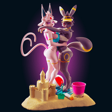 Cargar imagen en el visor de la galería, Espeon &amp; Umbreon Beachside Bond Resin Miniature - Ravenous Miniatures
