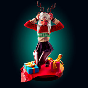 Holiday Reindeer Girl Resin Miniature - Ravenous Miniatures