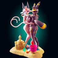 NSFW Espeon & Umbreon Beachside Bond Resin Miniature - Ravenous Miniatures