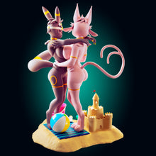 Загрузить изображение в средство просмотра галереи, NSFW Espeon &amp; Umbreon Beachside Bond Resin Miniature - Ravenous Miniatures
