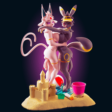 Load image into Gallery viewer, NSFW Espeon &amp; Umbreon Beachside Bond Resin Miniature - Ravenous Miniatures
