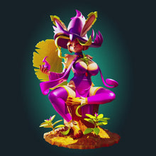 Load and play video in Gallery viewer, &quot;3D-printed Leafeon resin miniature, featuring an enchanting forest sorceress seated on a mystical woodland base, draped in magical attire with flowing details. Available in multiple sizes and variants.&quot;
