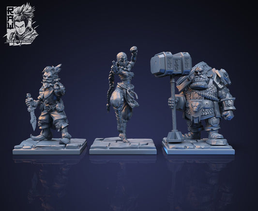Adventure group Cleric,Monk,Arcane, Resin miniatures - Ravenous Miniatures