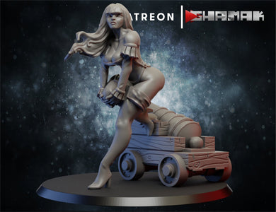 Cannon loader Pin-up, Resin miniatures 11:56 (28mm / 32mm) scale - Ravenous Miniatures
