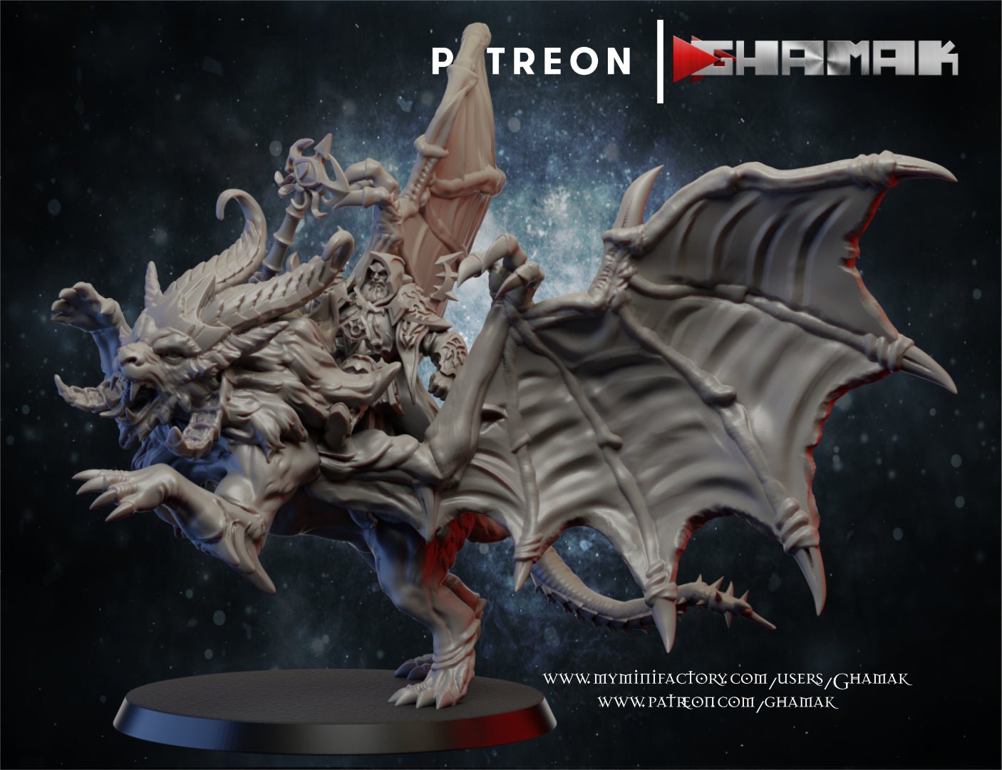 Chaos Manticore Mage, Resin miniatures 11:56 (28mm / 32mm) scale - Ravenous Miniatures