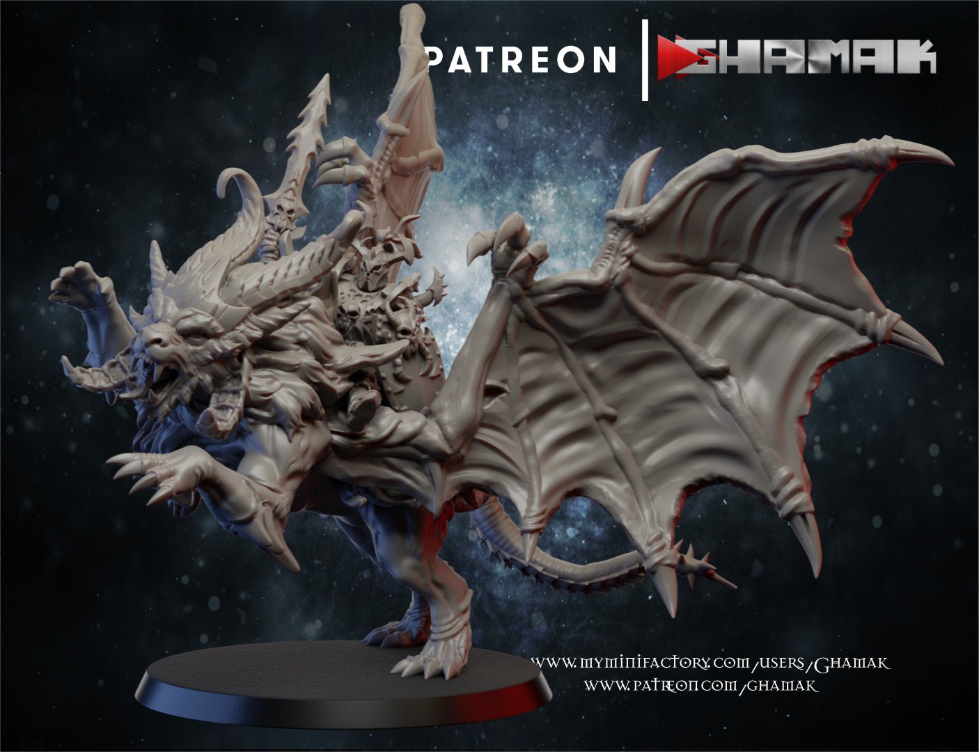 Chaos Manticore warrior, Resin miniatures 11:56 (28mm / 32mm) scale - Ravenous Miniatures
