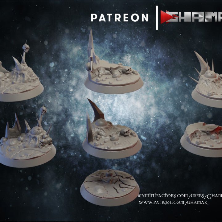Chaos pestilence bases, Resin miniatures 11:56 (28mm / 32mm) scale - Ravenous Miniatures