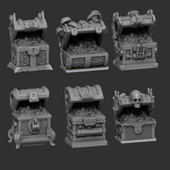 chest-pack Quantity 6, Resin miniatures 11:56 (28mm / 32mm) scale - Ravenous Miniatures