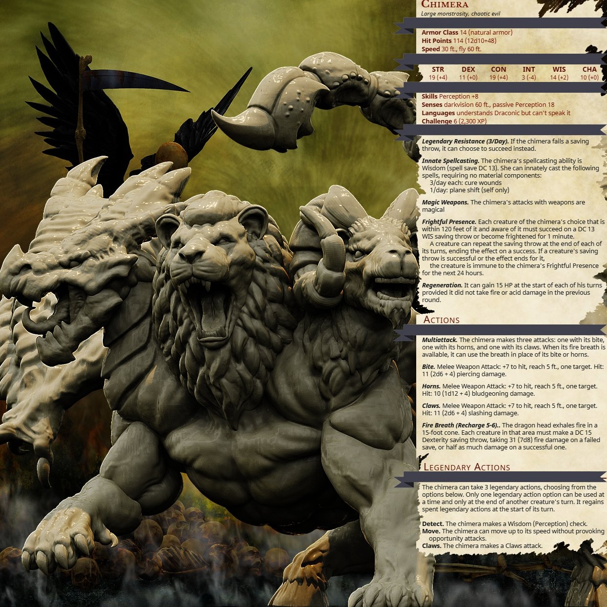Chimera, Resin miniatures 11:56 (28mm / 34mm) scale - Ravenous Miniatures