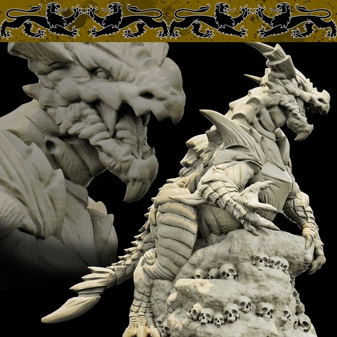 Cidraen(Earth Dragon), Resin miniatures 11:56 (28mm / 34mm) scale - Ravenous Miniatures