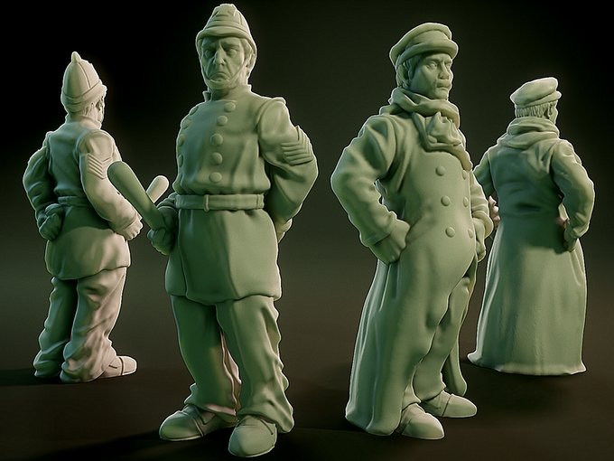 City workers, Resin miniatures 11:56 (28mm / 34mm) scale - Ravenous Miniatures