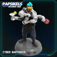 Cyber Bartender, 32mm Scale 3d Printed Resin Miniatures - Ravenous Miniatures
