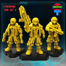 Load image into Gallery viewer, Cyberpunk Danger Girls, 32mm Scale 3d Printed Resin Miniatures - Ravenous Miniatures
