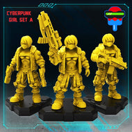 Cyberpunk Danger Girls, 32mm Scale 3d Printed Resin Miniatures - Ravenous Miniatures