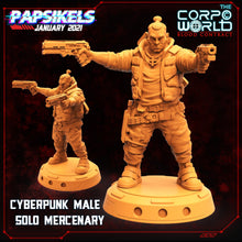 Load image into Gallery viewer, Cyberpunk Merc, 32mm Scale 3d Printed Resin Miniatures - Ravenous Miniatures
