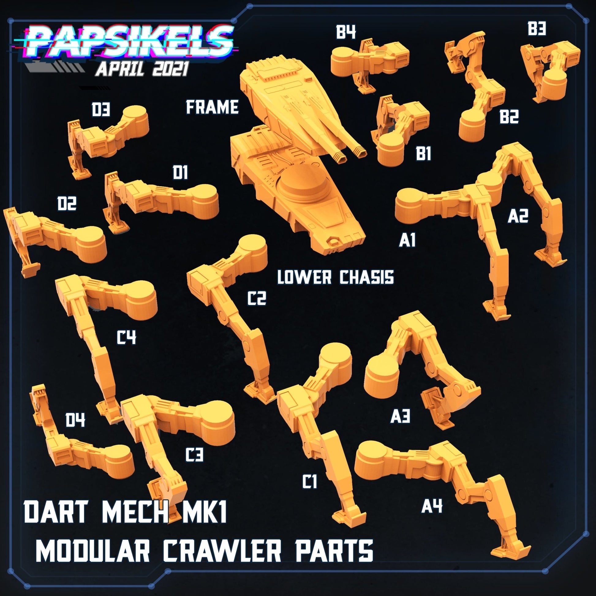 Dart Mech, 32mm Scale 3d Printed Resin Miniatures - Ravenous Miniatures