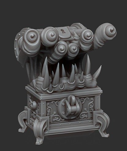 Dungeon Chest Mimic, 28/32mm resin miniatures for TTRPG and wargames - Ravenous Miniatures