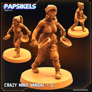 Female Crazy Mind Vandals, Resin miniatures 11:56 (28mm / 32mm) scale - Ravenous Miniatures