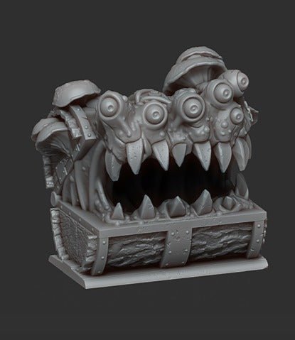 Forest Chest Mimic (50mm), 28/32mm resin miniatures for TTRPG and wargames - Ravenous Miniatures