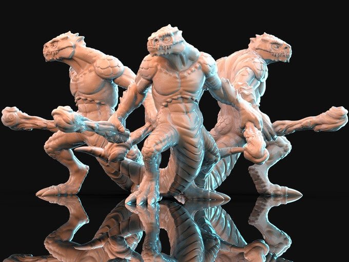 Lizard Folk, Resin miniatures 11:56 (28mm / 32mm) scale - Ravenous Miniatures