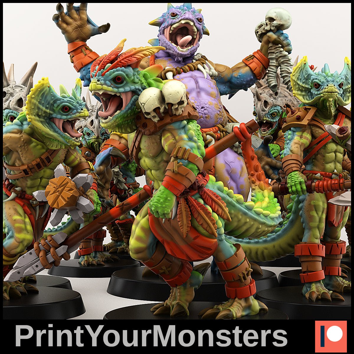 Lizardfolk warband, resin 3D printed miniatures by Printyourmonster - Ravenous Miniatures